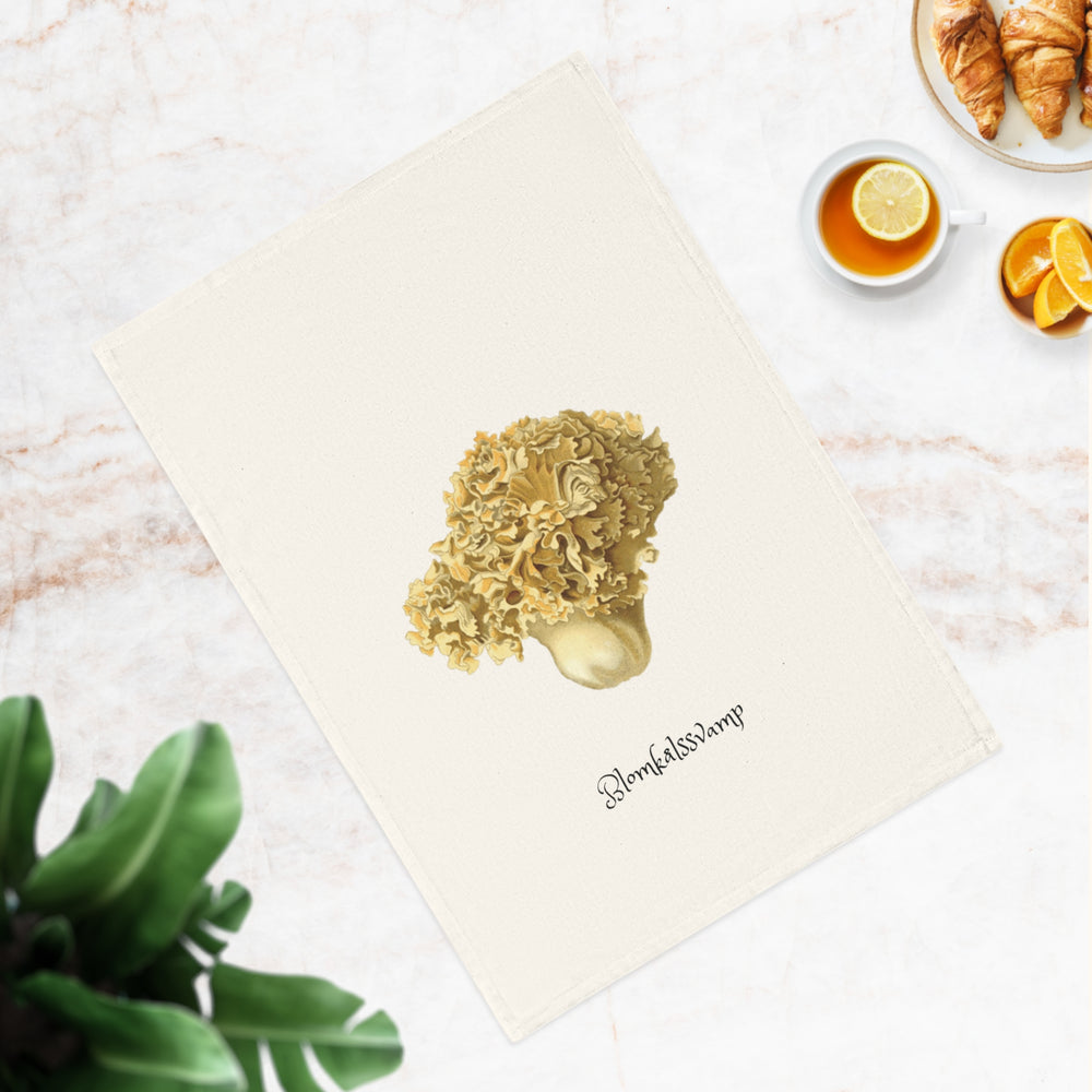 "Blomkålssvamp" - Organic Tea Towel with Edible Mushrooms