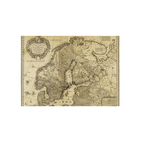 Old map of Sweden - Metal Print