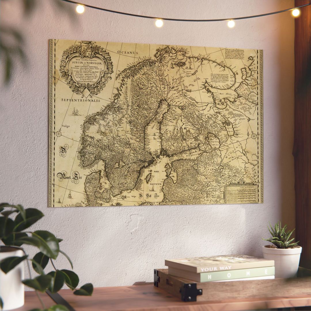 Old map of Sweden - Metal Print