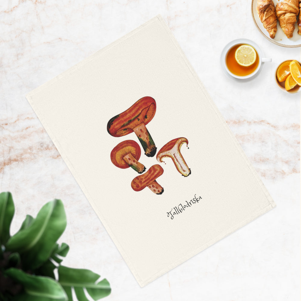 "Tallblodriska" - Organic Tea Towel with Edible Mushrooms