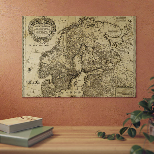 Old map of Sweden - Metal Print