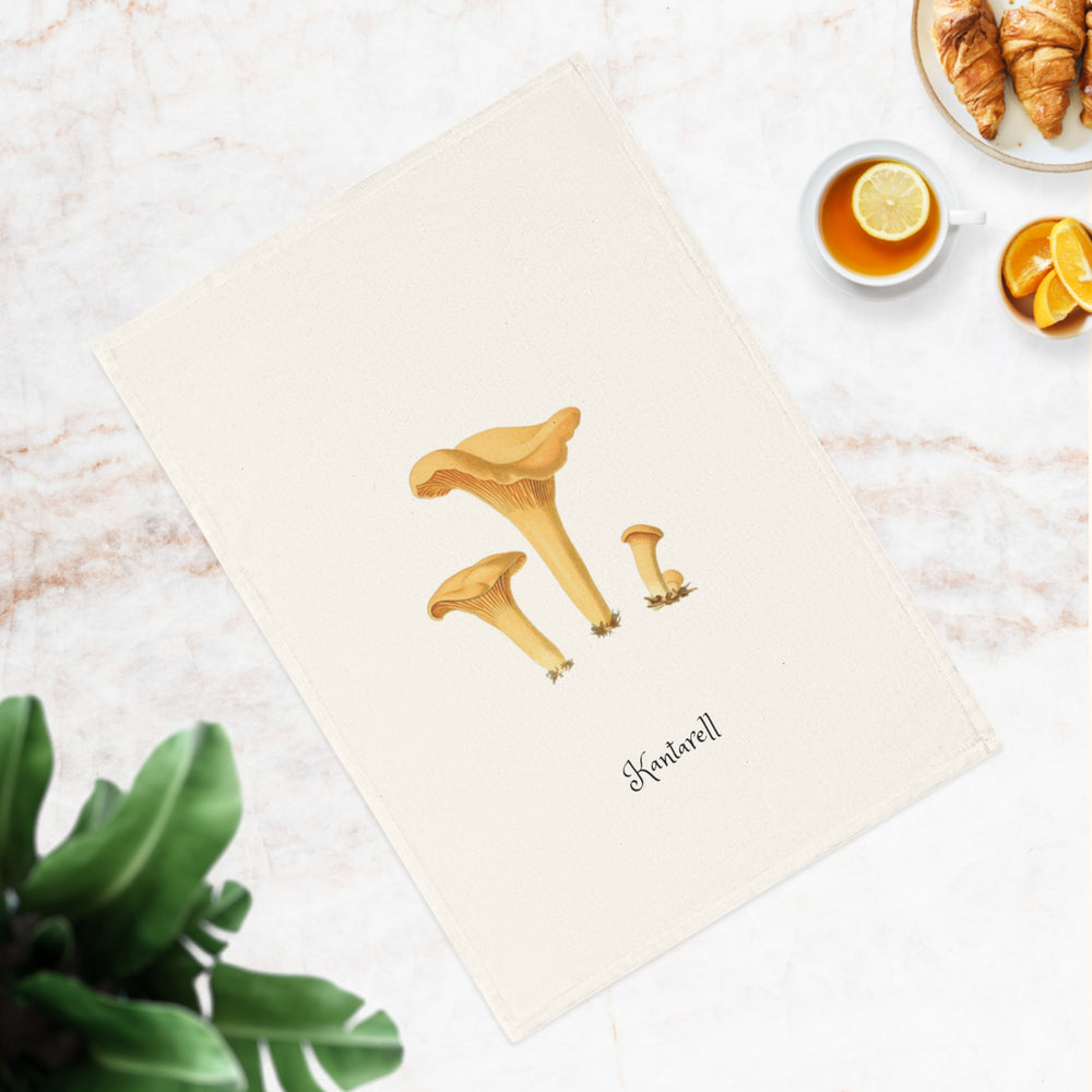 "Kantarell" - Organic Tea Towel with Edible Mushrooms